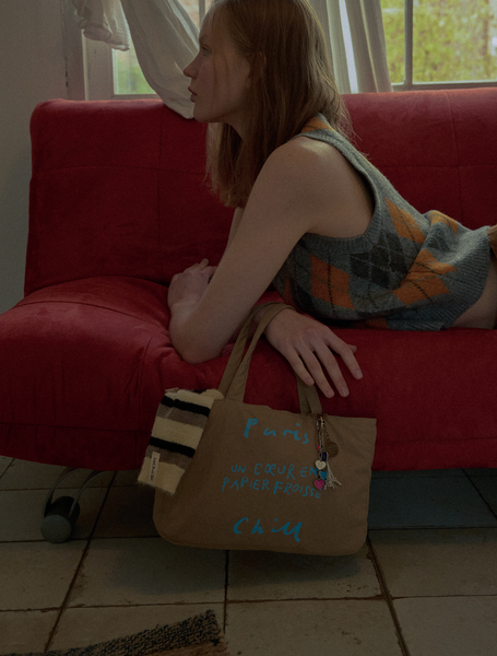 [HOTEL PARIS CHILL] Paper Heart Puffer Tote Bag (Toffee)