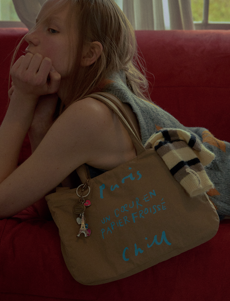 [HOTEL PARIS CHILL] Paper Heart Puffer Tote Bag (Toffee)