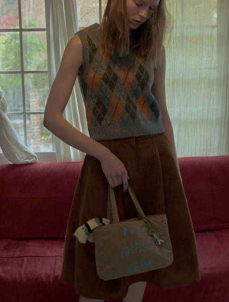 [HOTEL PARIS CHILL] Paper Heart Puffer Tote Bag (Toffee)