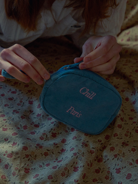 [HOTEL PARIS CHILL] Easy-peasy Corduroy Pouch (Sky)