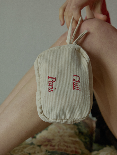 [HOTEL PARIS CHILL] Easy-peasy Corduroy Pouch (Ivory)