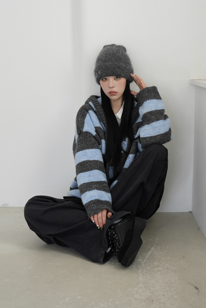 [BINARY01] Pico Stripe Hoodie Knitwear