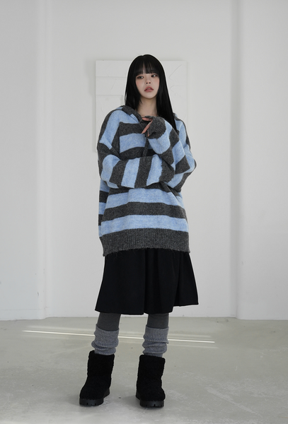 [BINARY01] Pico Stripe Hoodie Knitwear