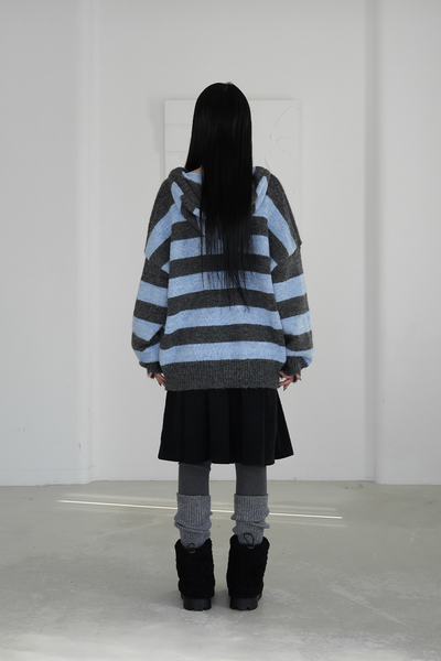 [BINARY01] Pico Stripe Hoodie Knitwear