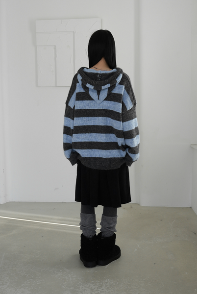 [BINARY01] Pico Stripe Hoodie Knitwear