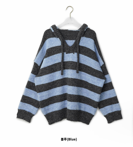 [BINARY01] Pico Stripe Hoodie Knitwear