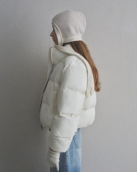 [oro] Warm Airy Cropped Puffer Padded Jacket (Cream)