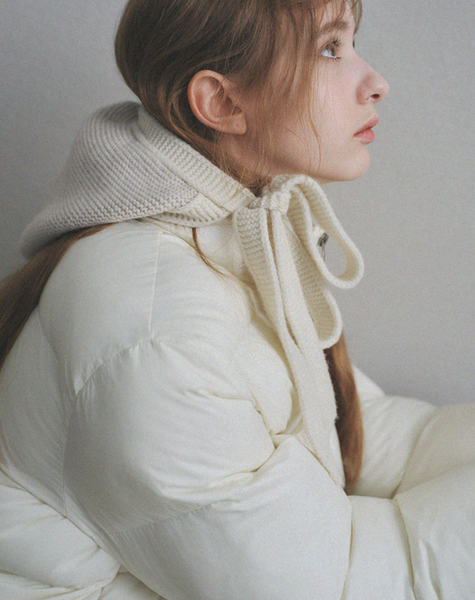 [oro] Warm Airy Cropped Puffer Padded Jacket (Cream)