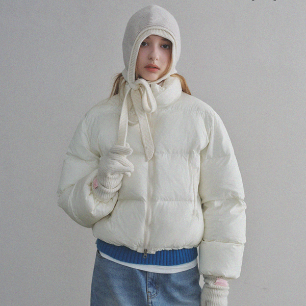 [oro] Warm Airy Cropped Puffer Padded Jacket (Cream)