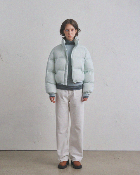 [oro] Warm Airy Cropped Puffer Padded Jacket (Soda Blue)