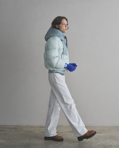 [oro] Warm Airy Cropped Puffer Padded Jacket (Soda Blue)