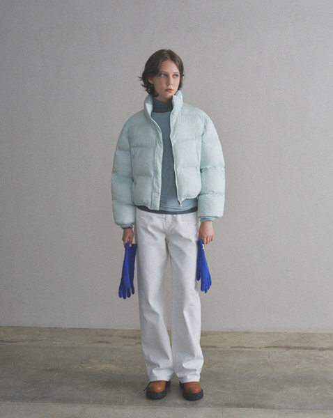 [oro] Warm Airy Cropped Puffer Padded Jacket (Soda Blue)