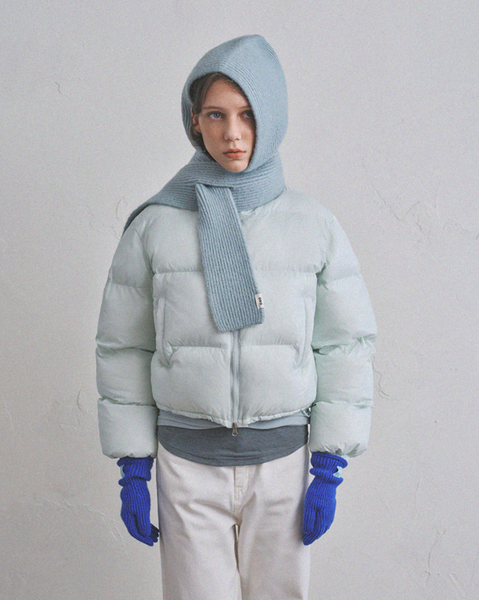 [oro] Warm Airy Cropped Puffer Padded Jacket (Soda Blue)