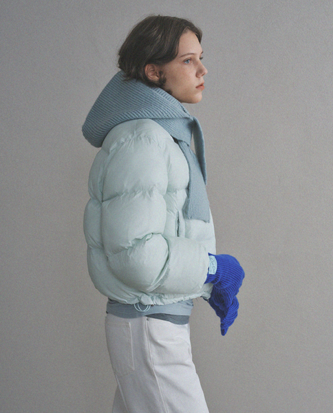 [oro] Warm Airy Cropped Puffer Padded Jacket (Soda Blue)