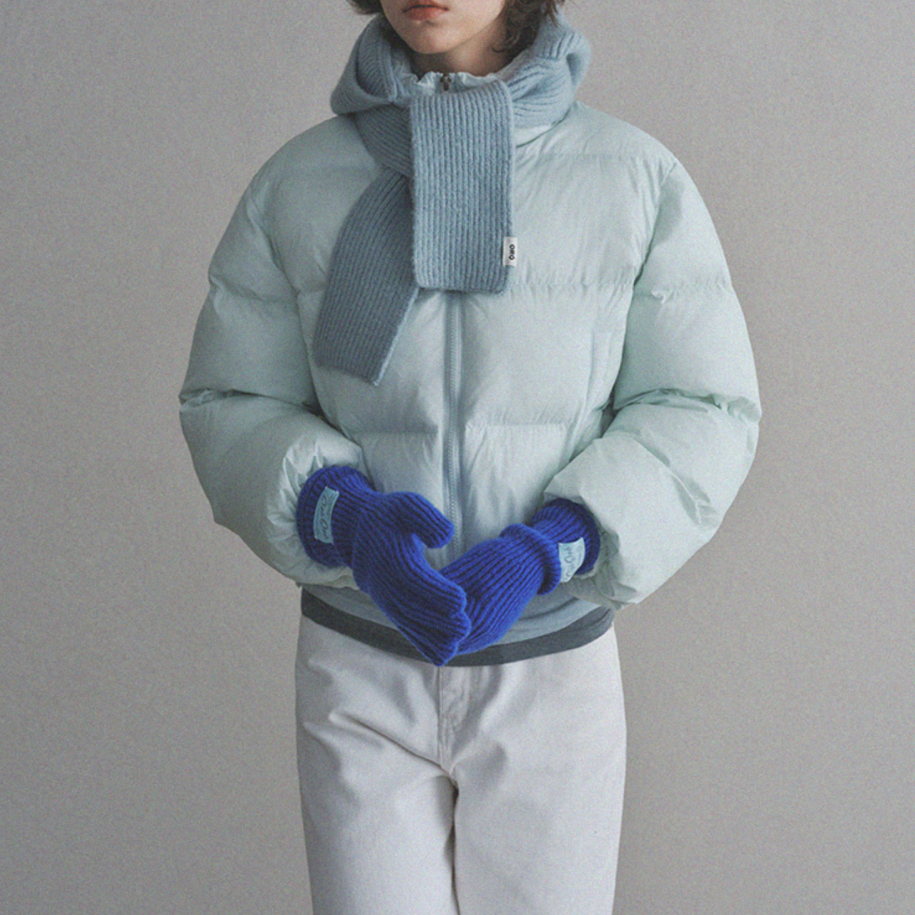 [oro] Warm Airy Cropped Puffer Padded Jacket (Soda Blue)