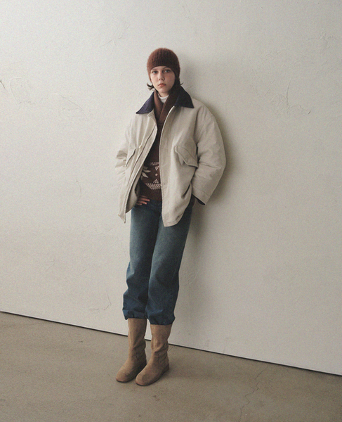 [oro] [WINTER VER.] Over Padded Hunting Walk Jacket Sand Oat