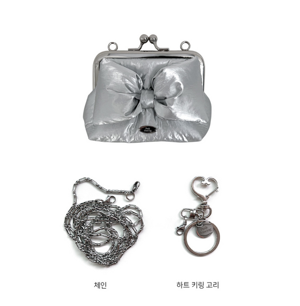 [Peakdrawing] Silver Ribbon Puffer Frame Mini Bag