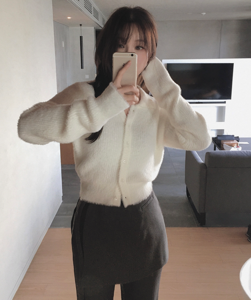 [SLOWAND] # SLOWMADE Light Fit Soft Fur Collar Cardigan