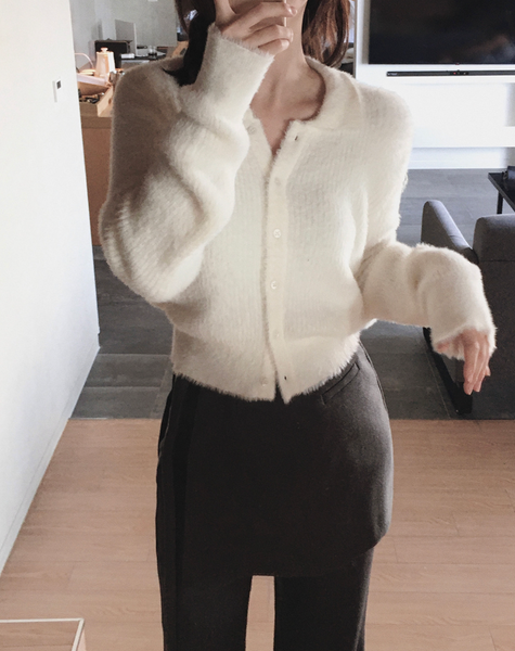 [SLOWAND] # SLOWMADE Light Fit Soft Fur Collar Cardigan