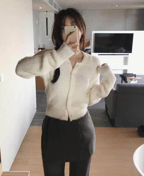 [SLOWAND] # SLOWMADE Light Fit Soft Fur Collar Cardigan