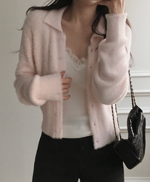 [SLOWAND] # SLOWMADE Light Fit Soft Fur Collar Cardigan