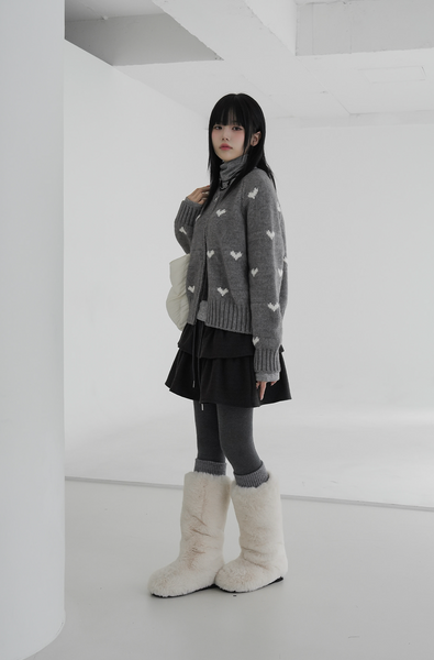 [BINARY01] Romantic Two-Way Heart Knit Zip-Up