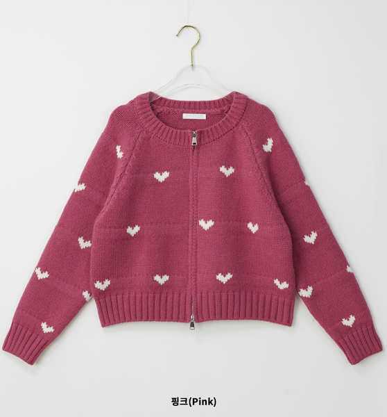 [BINARY01] Romantic Two-Way Heart Knit Zip-Up