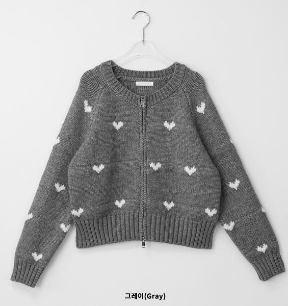 [BINARY01] Romantic Two-Way Heart Knit Zip-Up