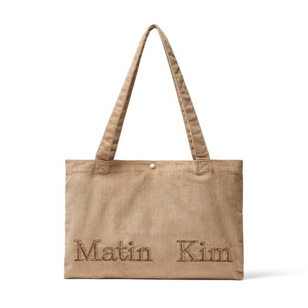 [Matin Kim] MATIN CORDUROY MIDDLE ECOBAG IN KHAKI GREY