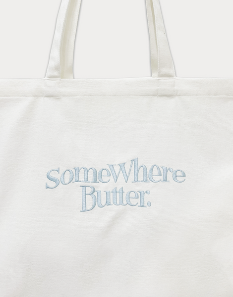 [SOMEWHERE BUTTER.] Wave Logo Eco Bag Ivory