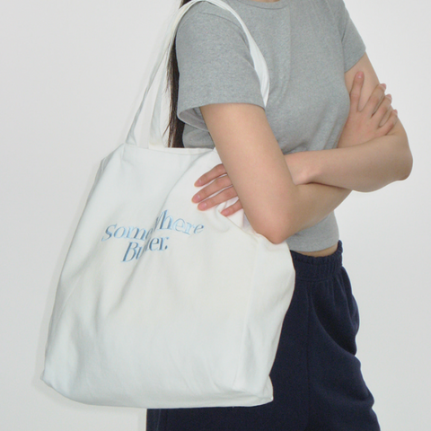 [SOMEWHERE BUTTER.] Wave Logo Eco Bag Ivory