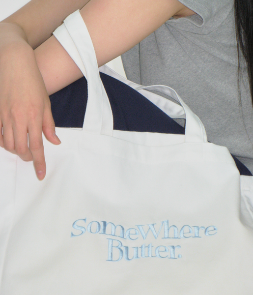 [SOMEWHERE BUTTER.] Wave Logo Eco Bag Ivory