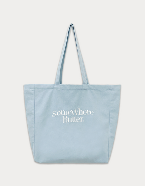 [SOMEWHERE BUTTER.] Wave Logo Eco Bag Light Blue