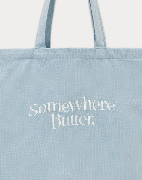 [SOMEWHERE BUTTER.] Wave Logo Eco Bag Light Blue