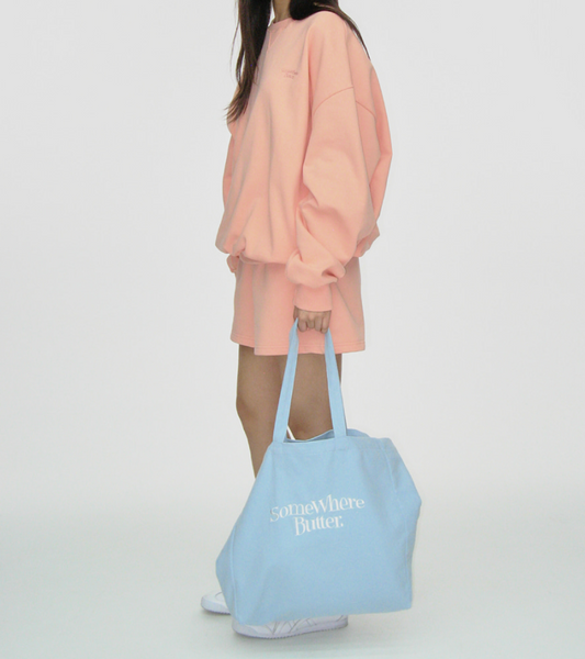 [SOMEWHERE BUTTER.] Wave Logo Eco Bag Light Blue