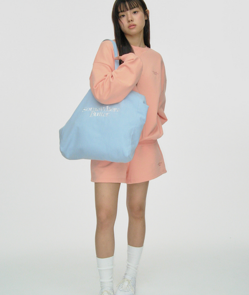 [SOMEWHERE BUTTER.] Wave Logo Eco Bag Light Blue