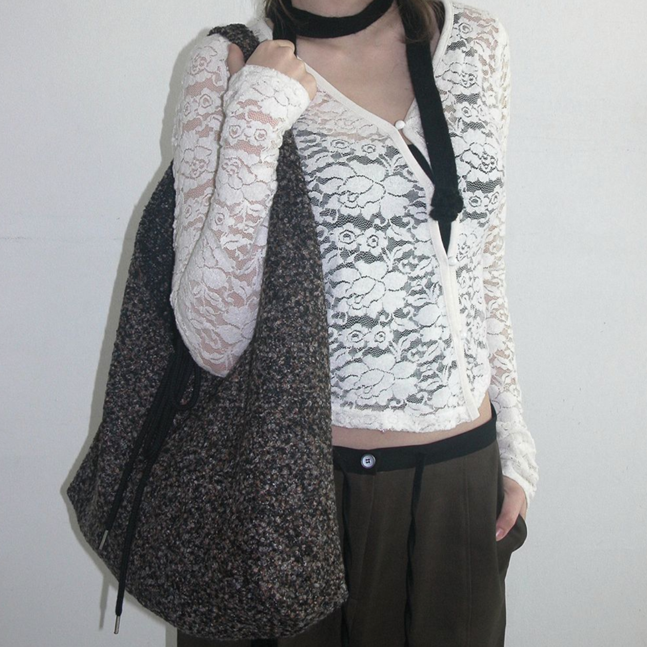 [VOOR] Jeanne Knit Shoulder Bag Black