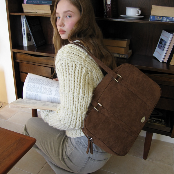 [DUMARO] Journey Big Shoulder Bag / Suede Brown