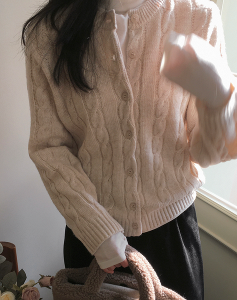 [SLOWAND] # SLOWMADE Soft Alpaca Cable Cardigan