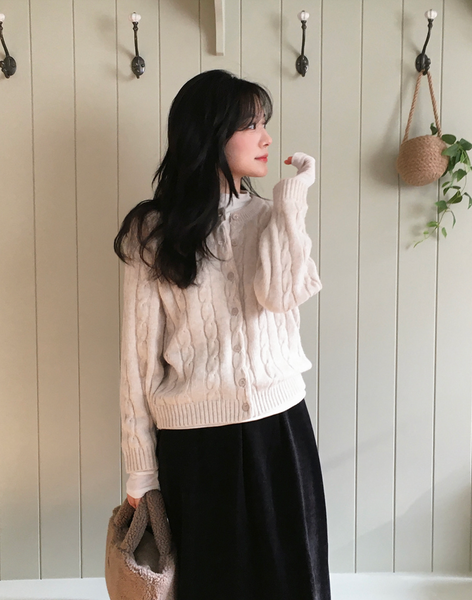 [SLOWAND] # SLOWMADE Soft Alpaca Cable Cardigan