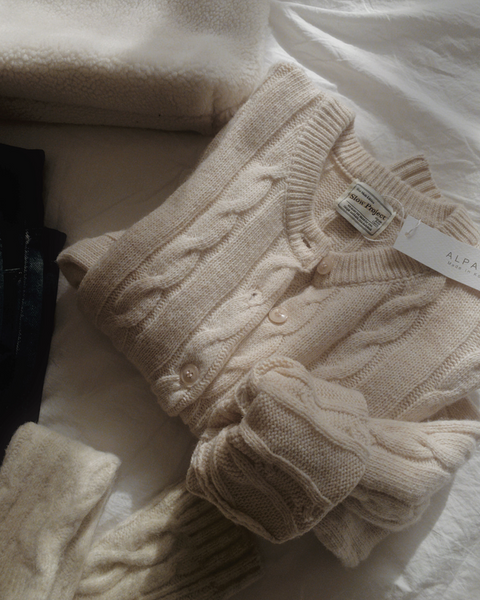 [SLOWAND] # SLOWMADE Soft Alpaca Cable Cardigan