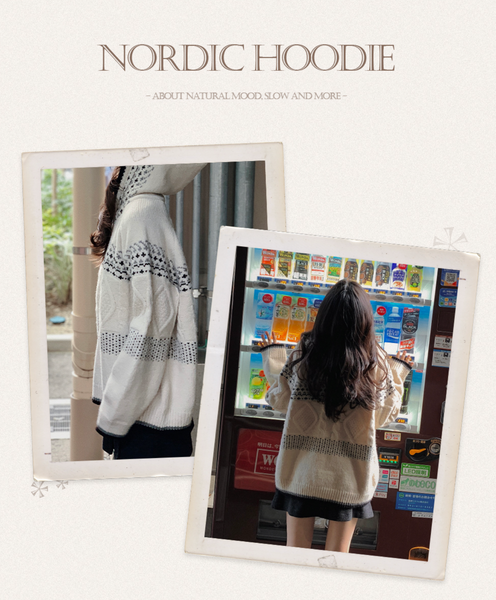 [SLOWAND] Mono Tone Mood Nordic Hoodie Knitwear