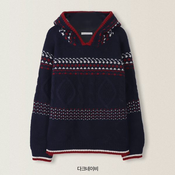 [SLOWAND] Mono Tone Mood Nordic Hoodie Knitwear