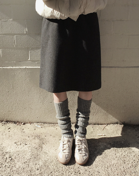 [SLOWAND] # SLOWMADE Cover Fit Symbolic Point Wool Skirt