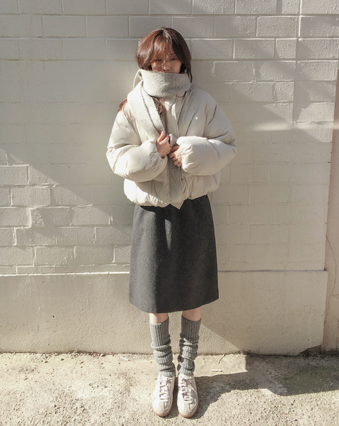 [SLOWAND] # SLOWMADE Cover Fit Symbolic Point Wool Skirt