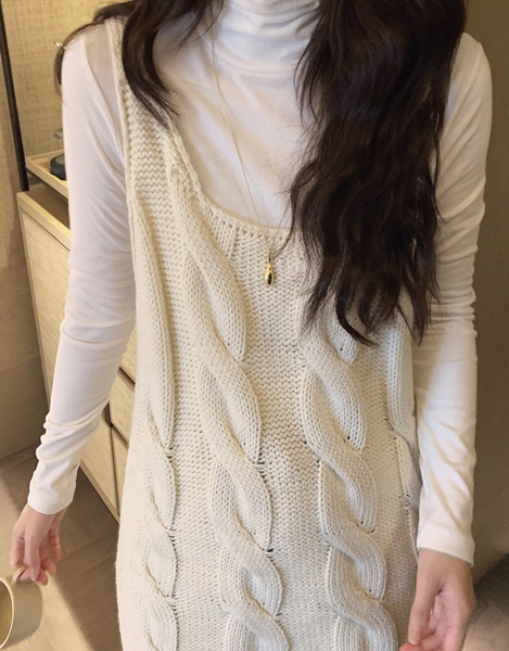 [SLOWAND] Muffin Solid Knitwear Dress