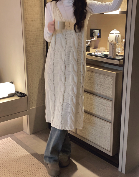 [SLOWAND] Muffin Solid Knitwear Dress