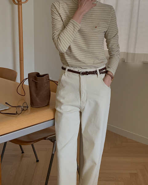 [FROM HEAD TO TOE] *Love From* Manuka Stripe Turtleneck T-shirt