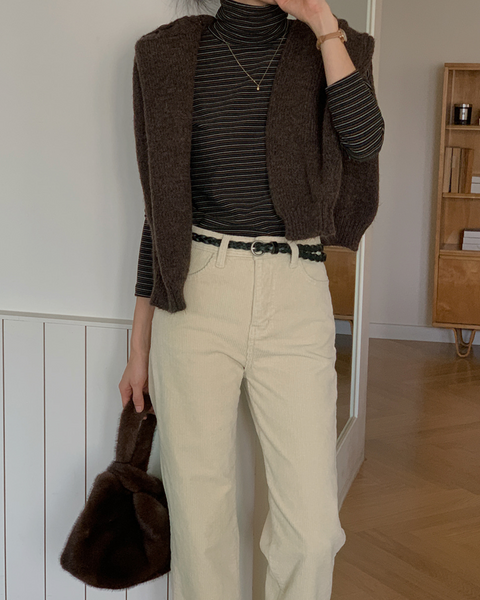 [FROM HEAD TO TOE] *Love From* Manuka Stripe Turtleneck T-shirt