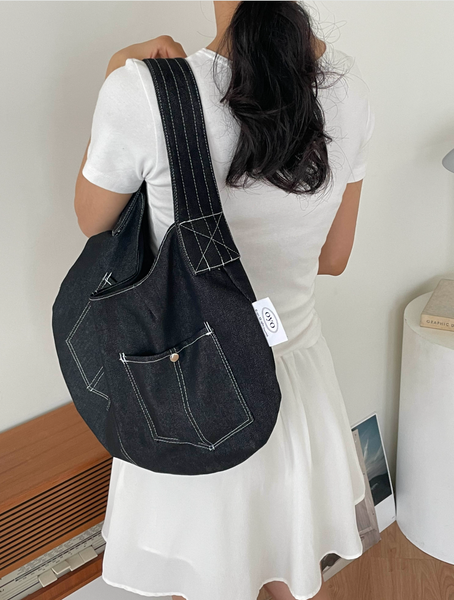 [oyo] Bold Strap Bag Denim Black